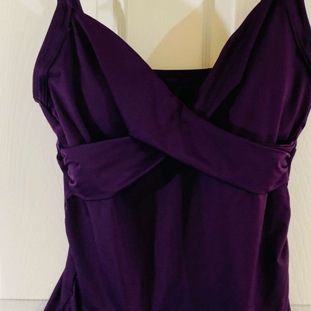 Lands' End Women's Dark Purple Twisted front Underwire Bra Swim Tankini Size 12